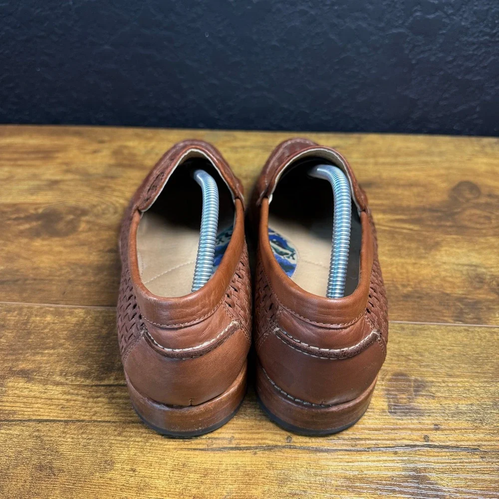 Johnston & Murphy Est. 1850 20-1283 Brown Woven Leather Penny Loafer Mens 10M